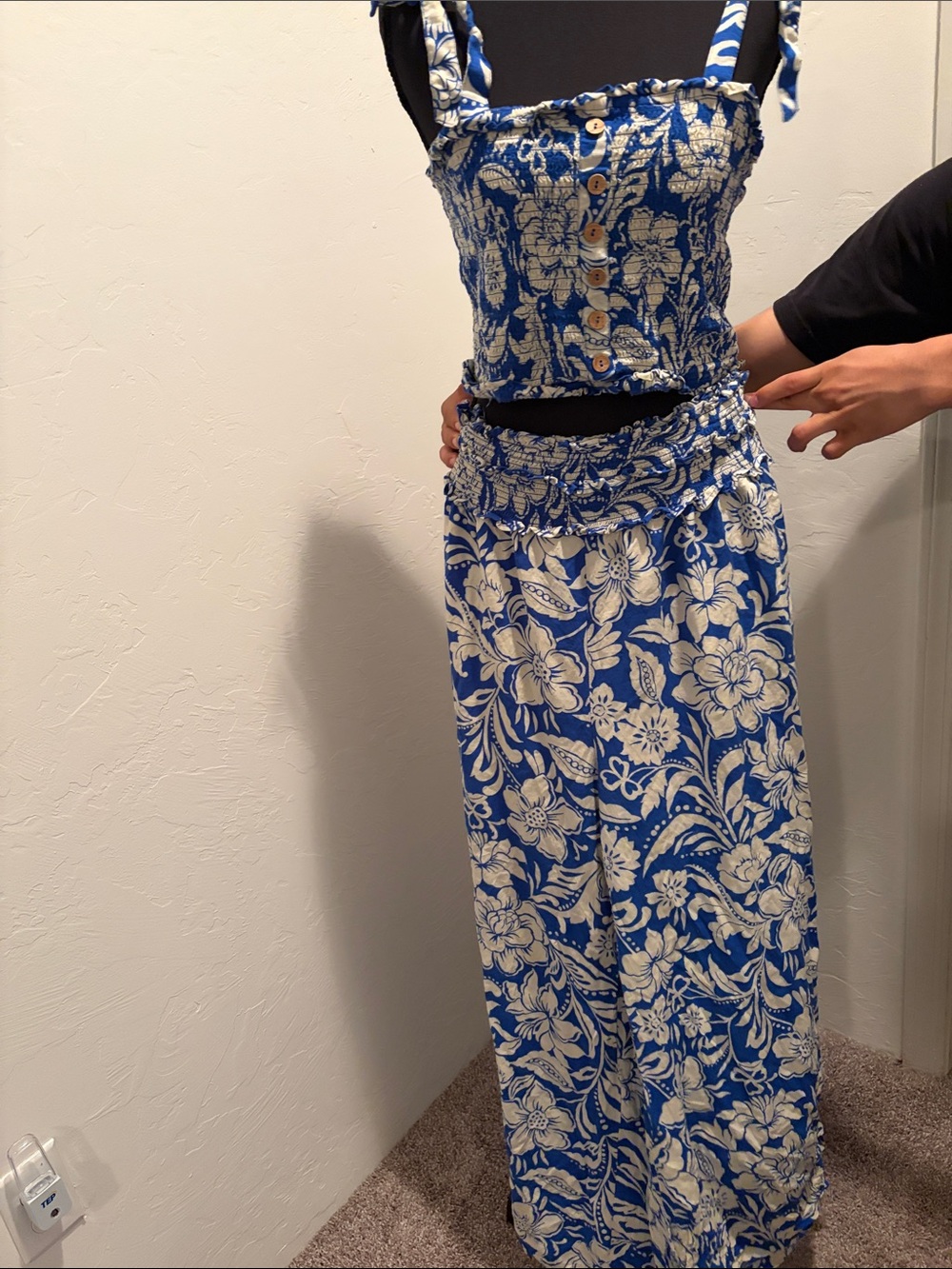 Blue and white  Floral 2pc set - Women